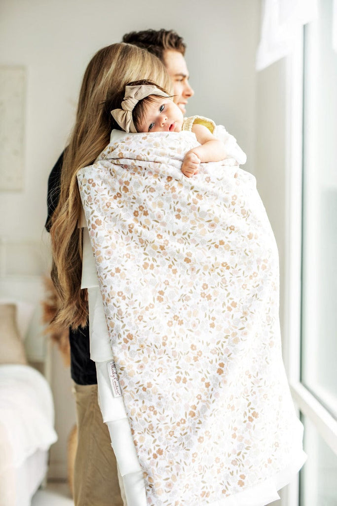 Tan Floral Baby Blanket, Minky Baby Blanket, Faux Fur Baby Blanket, Gold Blanket, Girl Blanket, Neutral on sale Baby Blanket, Black, Mauve, Floral