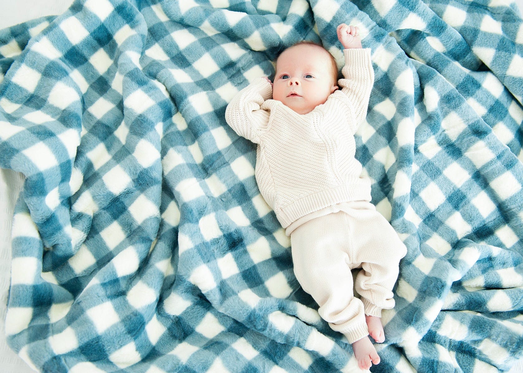 Baby Buffalo Blue Plush Blanket